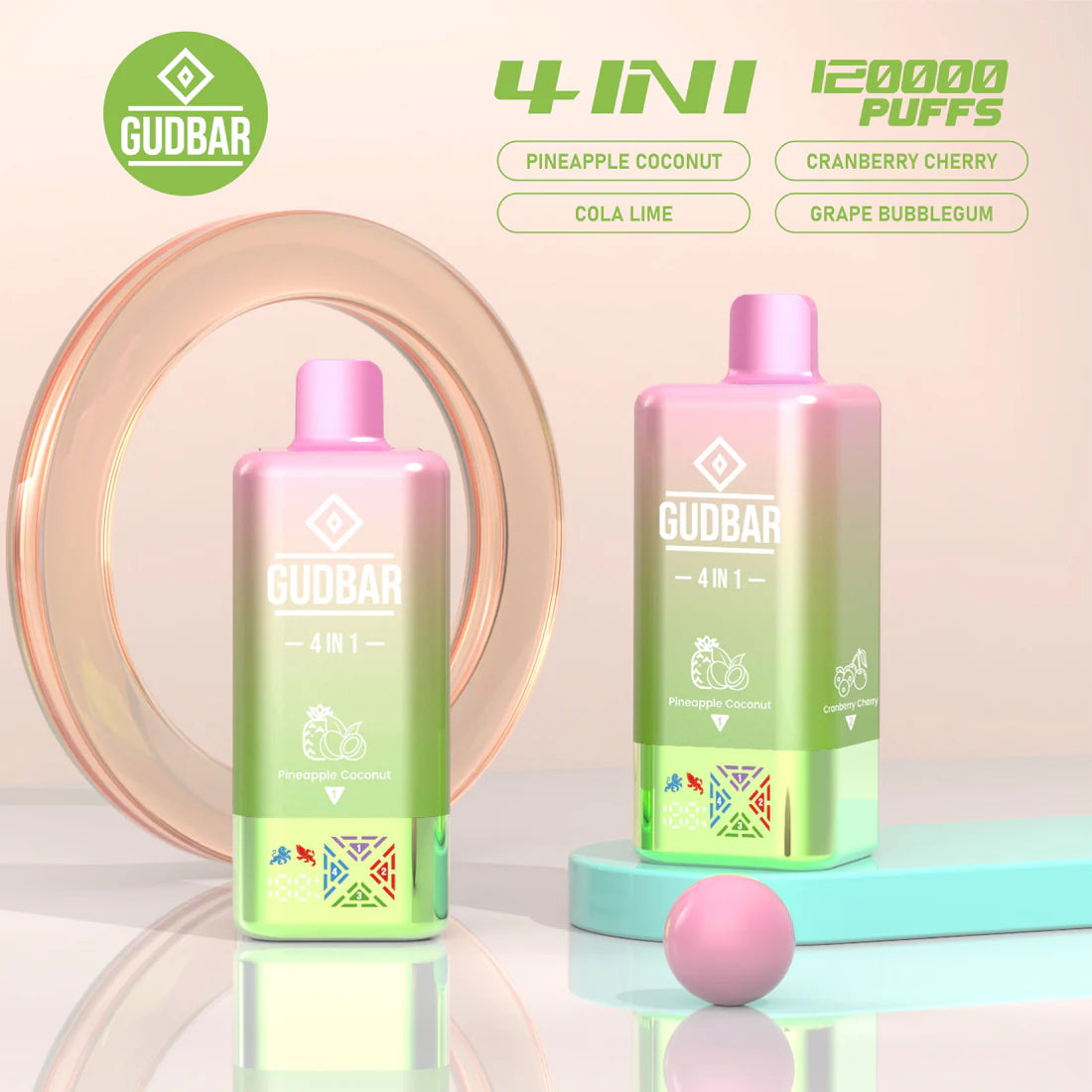 Vaper 120.000 Caladas 4 sabores en 1 GUDBAR